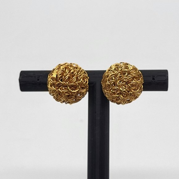 unbranded Jewelry - VTG Wire Ball Gold Tone Adjustable Clip On Earrings Patent 3.176.475